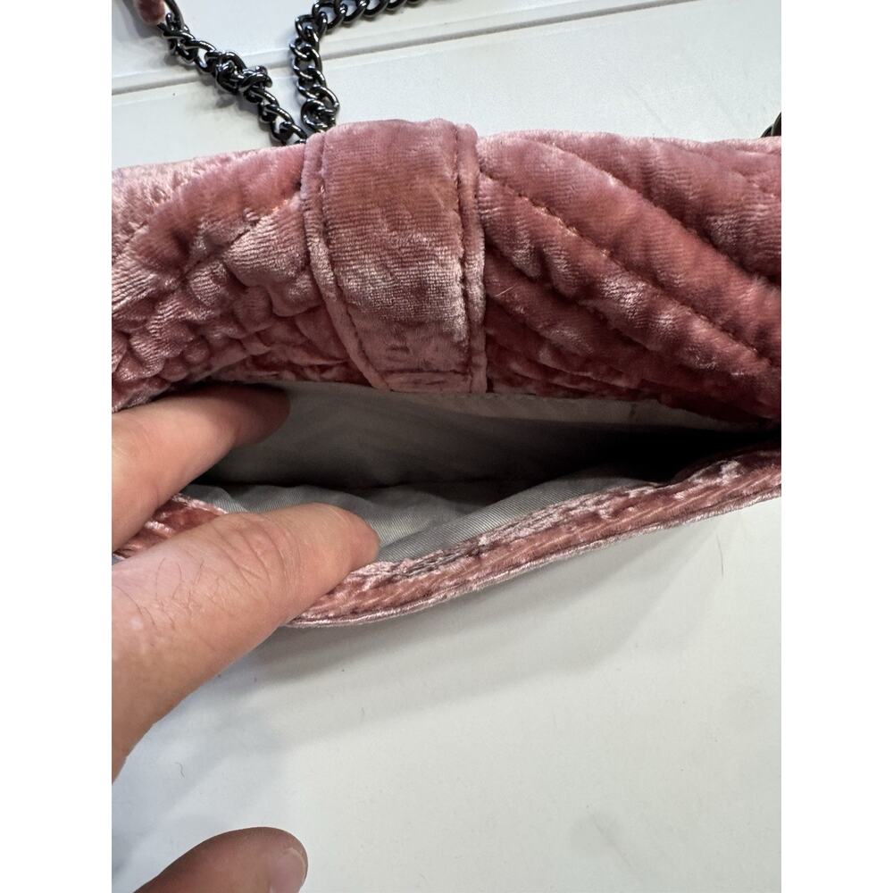 Rebecca Minkoff Pink Love Velvet Chevron Crossbody Bag Chain - Picture 5 of 8